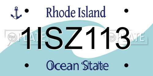 1ISZ113 Rhode Island License Plate