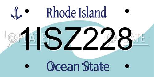 1ISZ228 Rhode Island License Plate