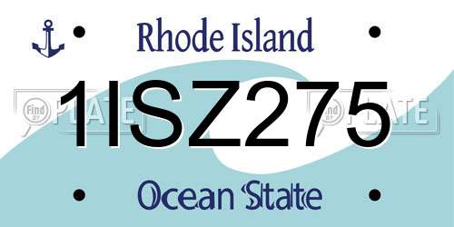1ISZ275 Rhode Island License Plate