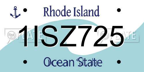 1ISZ725 Rhode Island License Plate