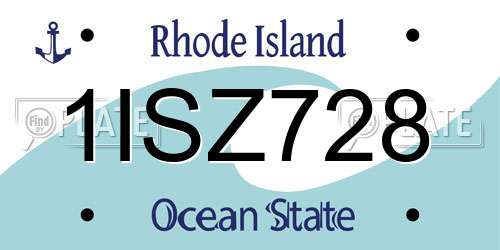 1ISZ728 Rhode Island License Plate