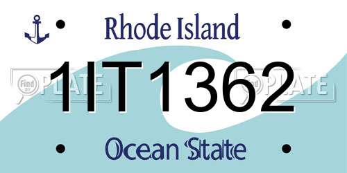 1IT1362 Rhode Island License Plate