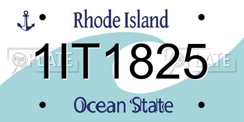 1IT1825 Rhode Island License Plate