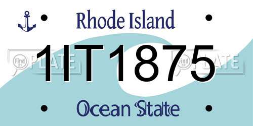 1IT1875 Rhode Island License Plate