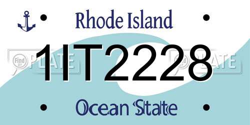 1IT2228 Rhode Island License Plate