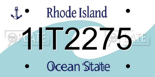 1IT2275 Rhode Island License Plate
