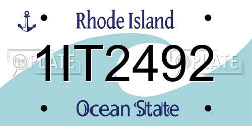 1IT2492 Rhode Island License Plate