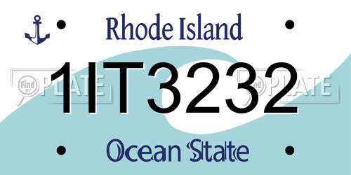 1IT3232 Rhode Island License Plate
