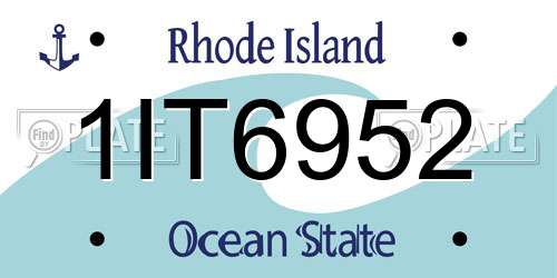 1IT6952 Rhode Island License Plate