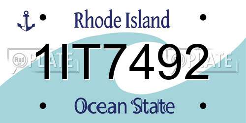 1IT7492 Rhode Island License Plate