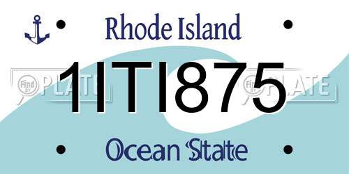 1ITI875 Rhode Island License Plate