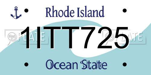 1ITT725 Rhode Island License Plate