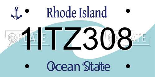 1ITZ308 Rhode Island License Plate
