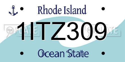 1ITZ309 Rhode Island License Plate