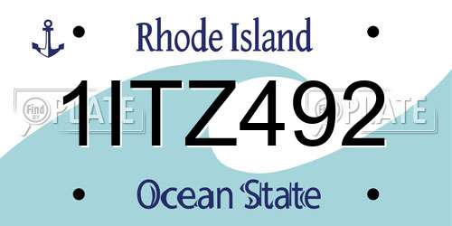 1ITZ492 Rhode Island License Plate