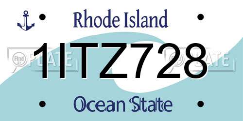 1ITZ728 Rhode Island License Plate
