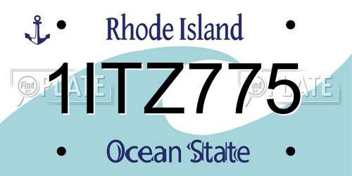 1ITZ775 Rhode Island License Plate