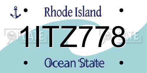 1ITZ778 Rhode Island License Plate