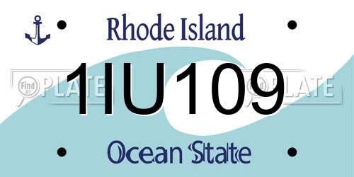 1IU109 Rhode Island License Plate