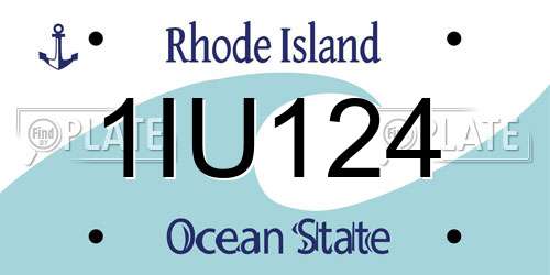 1IU124 Rhode Island License Plate