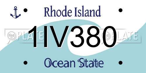 1IV380 Rhode Island License Plate