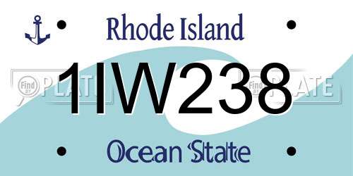 1IW238 Rhode Island License Plate