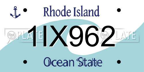 1IX962 Rhode Island License Plate