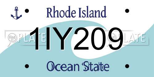 1IY209 Rhode Island License Plate