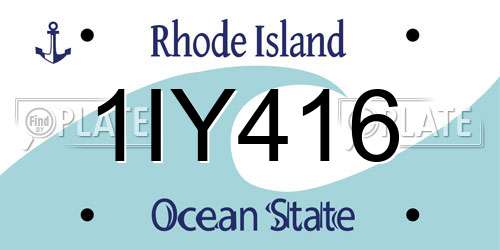 1IY416 Rhode Island License Plate