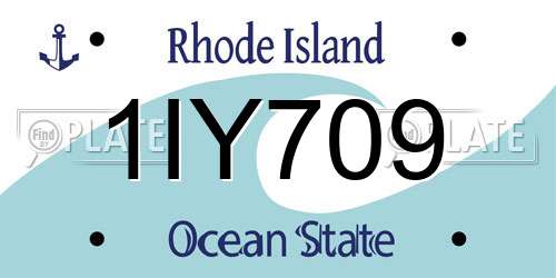 1IY709 Rhode Island License Plate