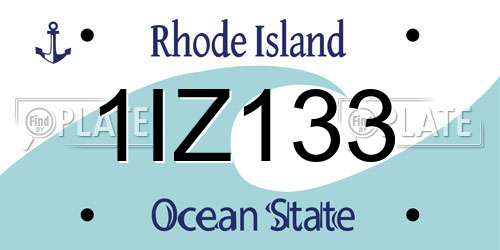 1IZ133 Rhode Island License Plate