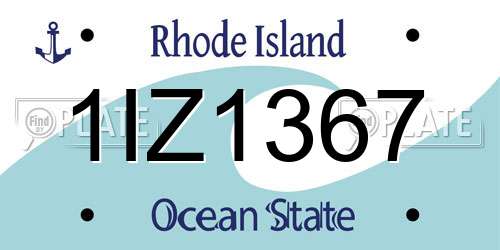1IZ1367 Rhode Island License Plate