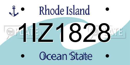 1IZ1828 Rhode Island License Plate