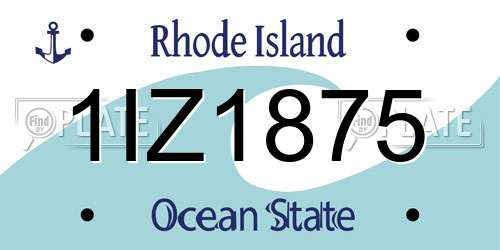 1IZ1875 Rhode Island License Plate