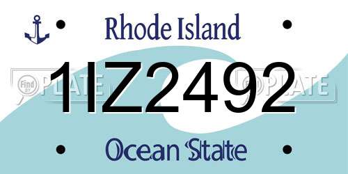 1IZ2492 Rhode Island License Plate