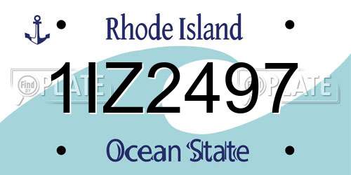 1IZ2497 Rhode Island License Plate
