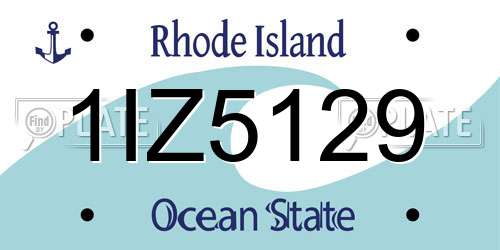 1IZ5129 Rhode Island License Plate