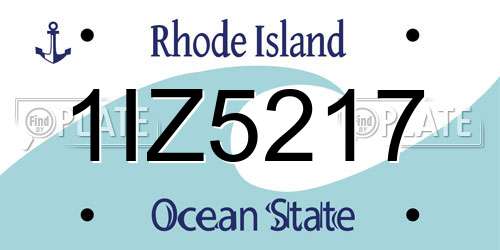 1IZ5217 Rhode Island License Plate