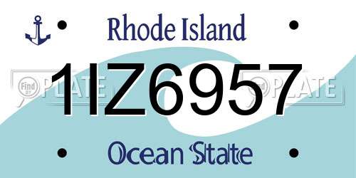 1IZ6957 Rhode Island License Plate