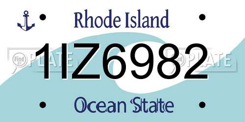 1IZ6982 Rhode Island License Plate