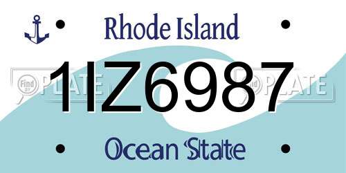 1IZ6987 Rhode Island License Plate