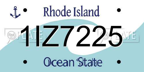1IZ7225 Rhode Island License Plate