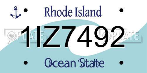 1IZ7492 Rhode Island License Plate
