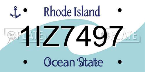 1IZ7497 Rhode Island License Plate