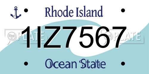 1IZ7567 Rhode Island License Plate