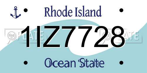 1IZ7728 Rhode Island License Plate