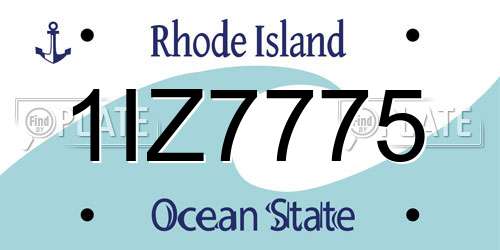 1IZ7775 Rhode Island License Plate