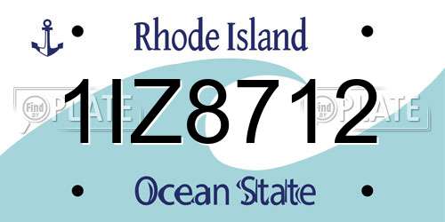 1IZ8712 Rhode Island License Plate