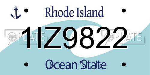 1IZ9822 Rhode Island License Plate