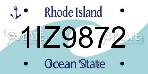 1IZ9872 Rhode Island License Plate